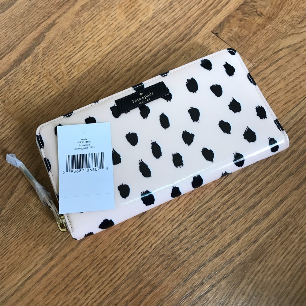 Kate Spade Flamingo Dot Wallet NWT Pale Pink
